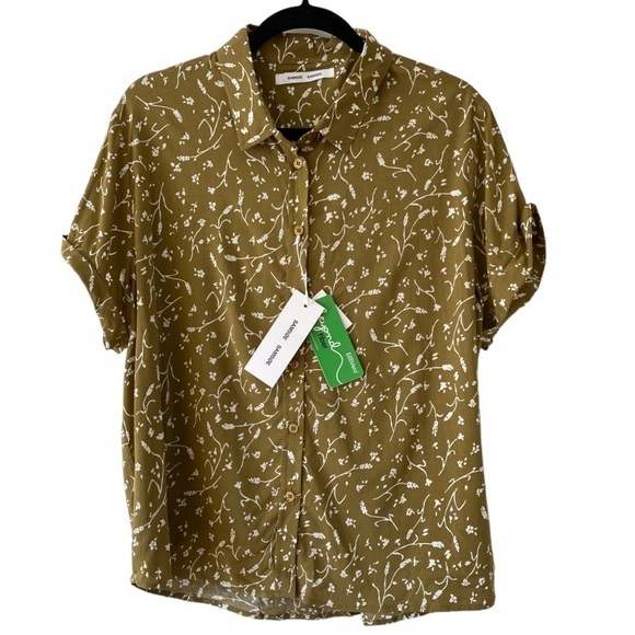 Samsoe Samsoe Camisa Majan Blouse Top NWT in Feuilles Khaki - Picture 2 of 9